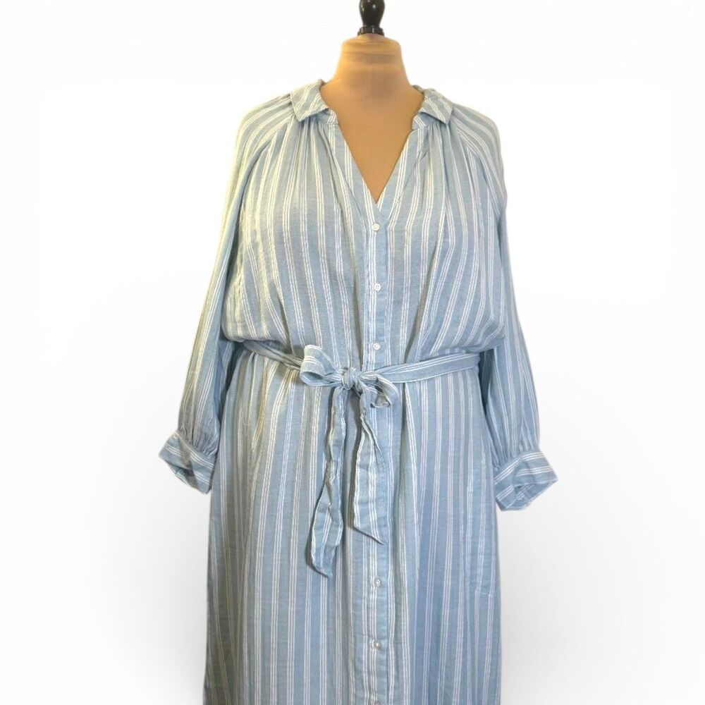 OLD NAVY Long-Sleeve Striped Midi Dress, NEW! Size 3X - Picture 3 of 8